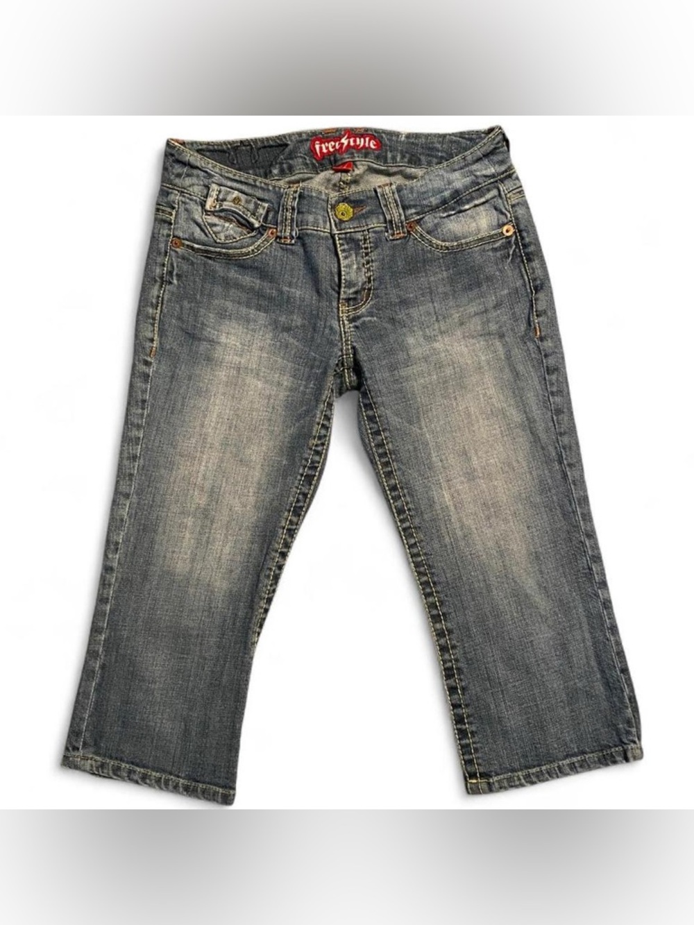 Freestyle Washed Blue Denim Capri Jeans